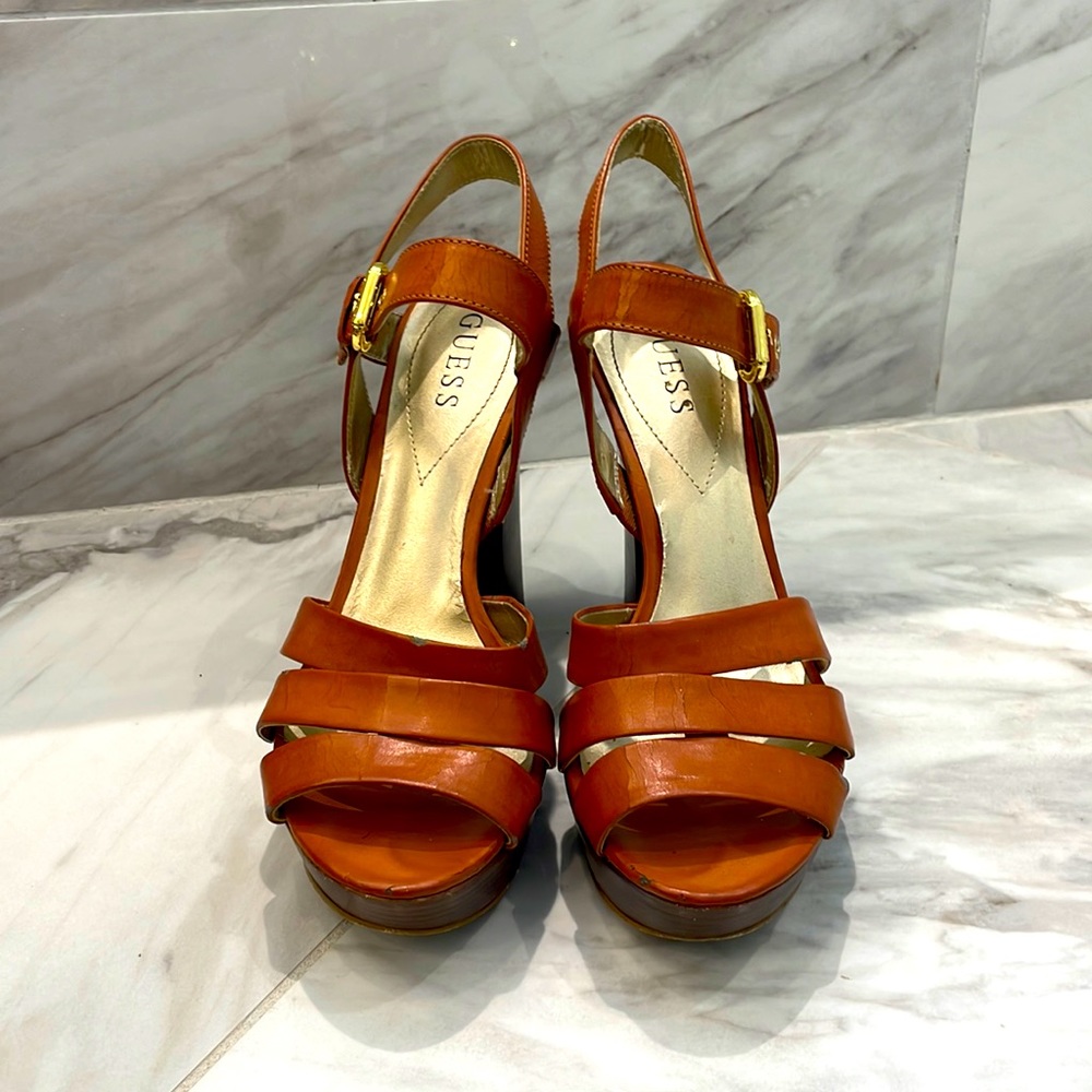 Guess Platform heels with gold buckle